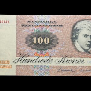 100 kroner 1985 C8, Billestrup/R. Mikkelsen, Nr. 0646149, Sieg 142, DOP 151, Pick 51, Kva. 0