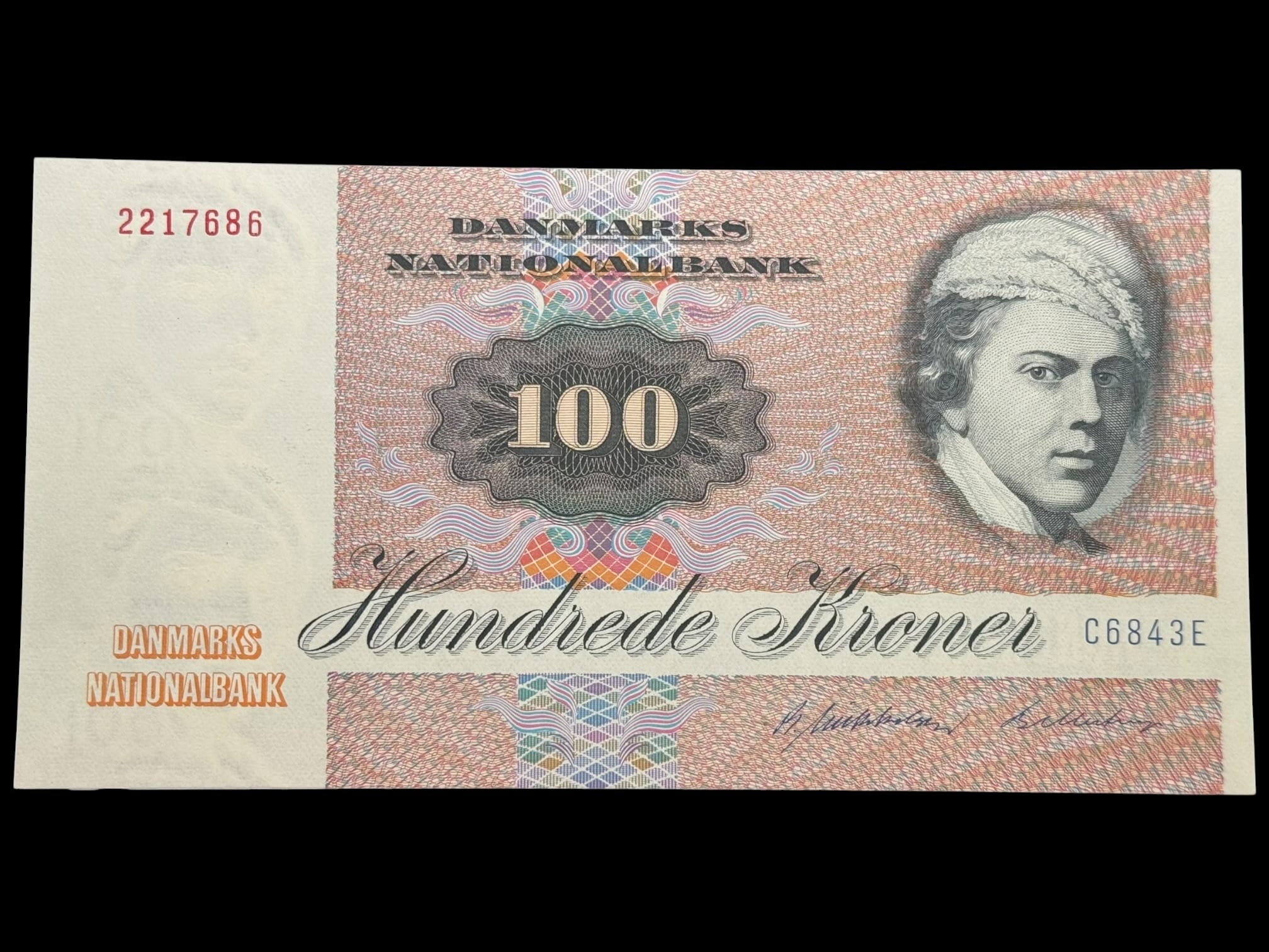 100 kroner 1984 C6, Billestrup/R. Mikkelsen, Nr. 2217686, Sieg 142, DOP 151, Pick 51, Kva. 0
