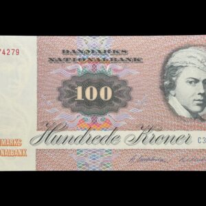 100 kroner 1983 C3, Billestrup/R. Mikkelsen, Nr. 3474279, Sieg 142, DOP 151, Pick 51, Kva. 0