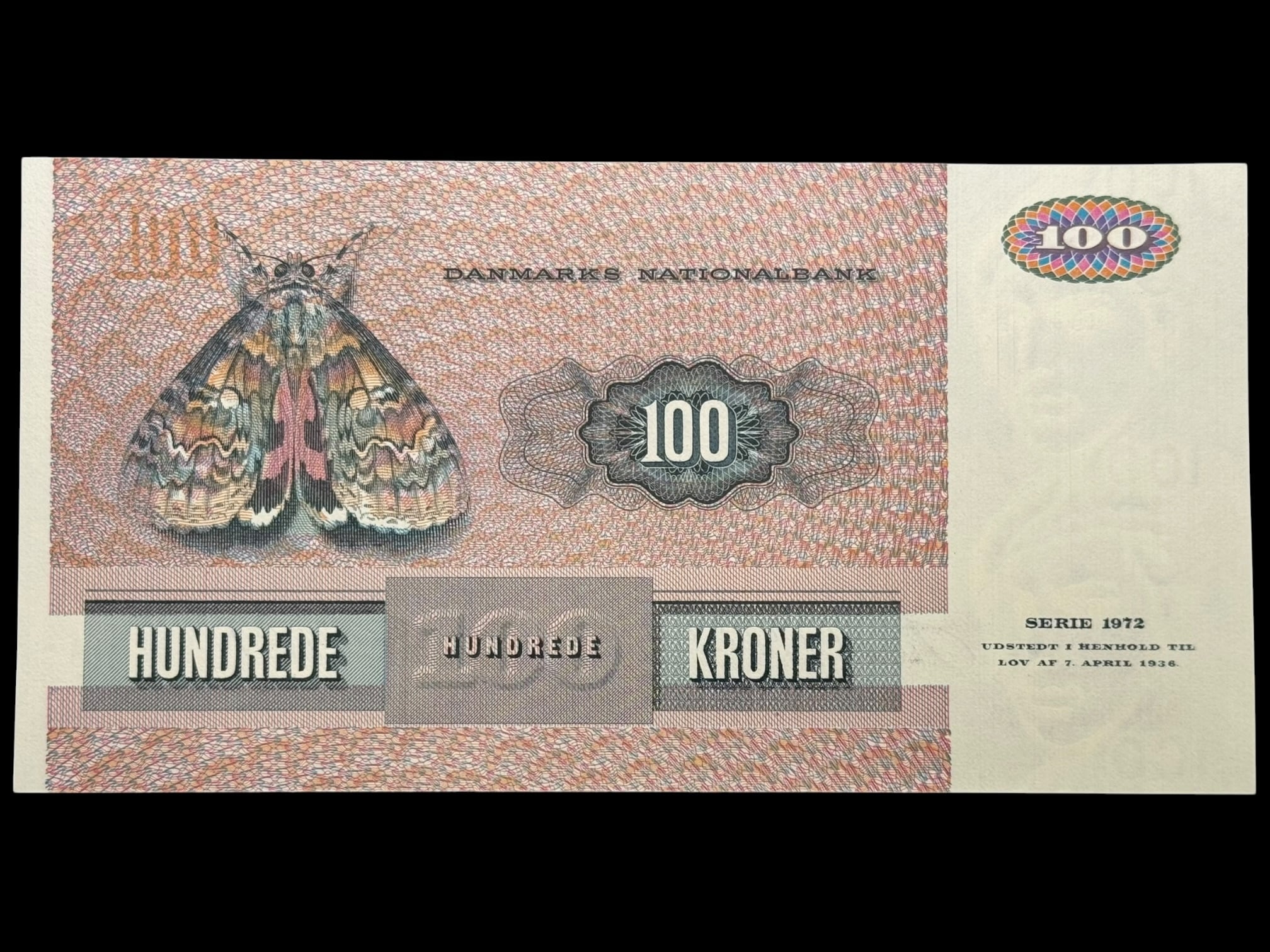 100 kroner 1983 C3, Billestrup/R. Mikkelsen, Nr. 3474279, Sieg 142, DOP 151, Pick 51, Kva. 0 - Image 2