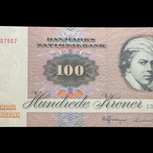 100 kroner 1981 C0, Billestrup/Hoffmeyer, Nr. 6807507, Sieg 142, DOP 151, Pick 51, Kva. 0-01 "Tællefold"