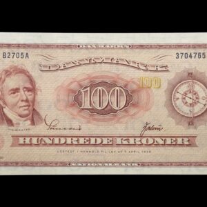 100 kroner 1970 B2, Valuer/Sunesen, Nr. 3704765, Sieg 137, DOP 146, Pick 46, Kva. 0