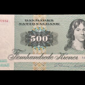 500 kroner 1980 A4, Billestrup/O. Thomasen, Nr. 3672654, Sieg 144, DOP 152, Pick 52, Kva. 0-01