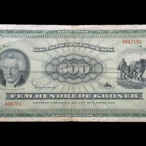 500 kroner 1967 A0 0J, Riim/Sunesen, Nr. 8967152, Sieg 138, DOP 147, Pick 47, Kva. 1-1-