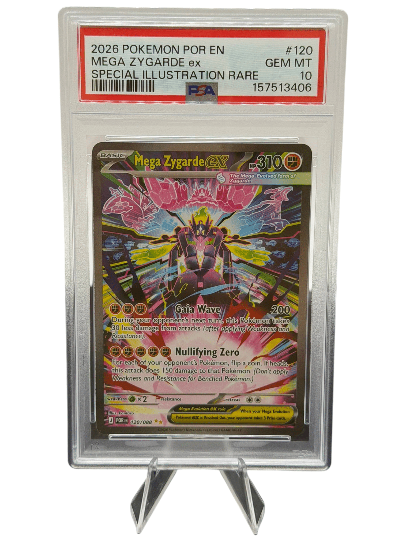Pokemon TCG, 2026 Pokemon, Mega Evolution, Perfect Order, Special Illustration Rare, Mega Zygarde Ex #120, PSA 10, POP 389