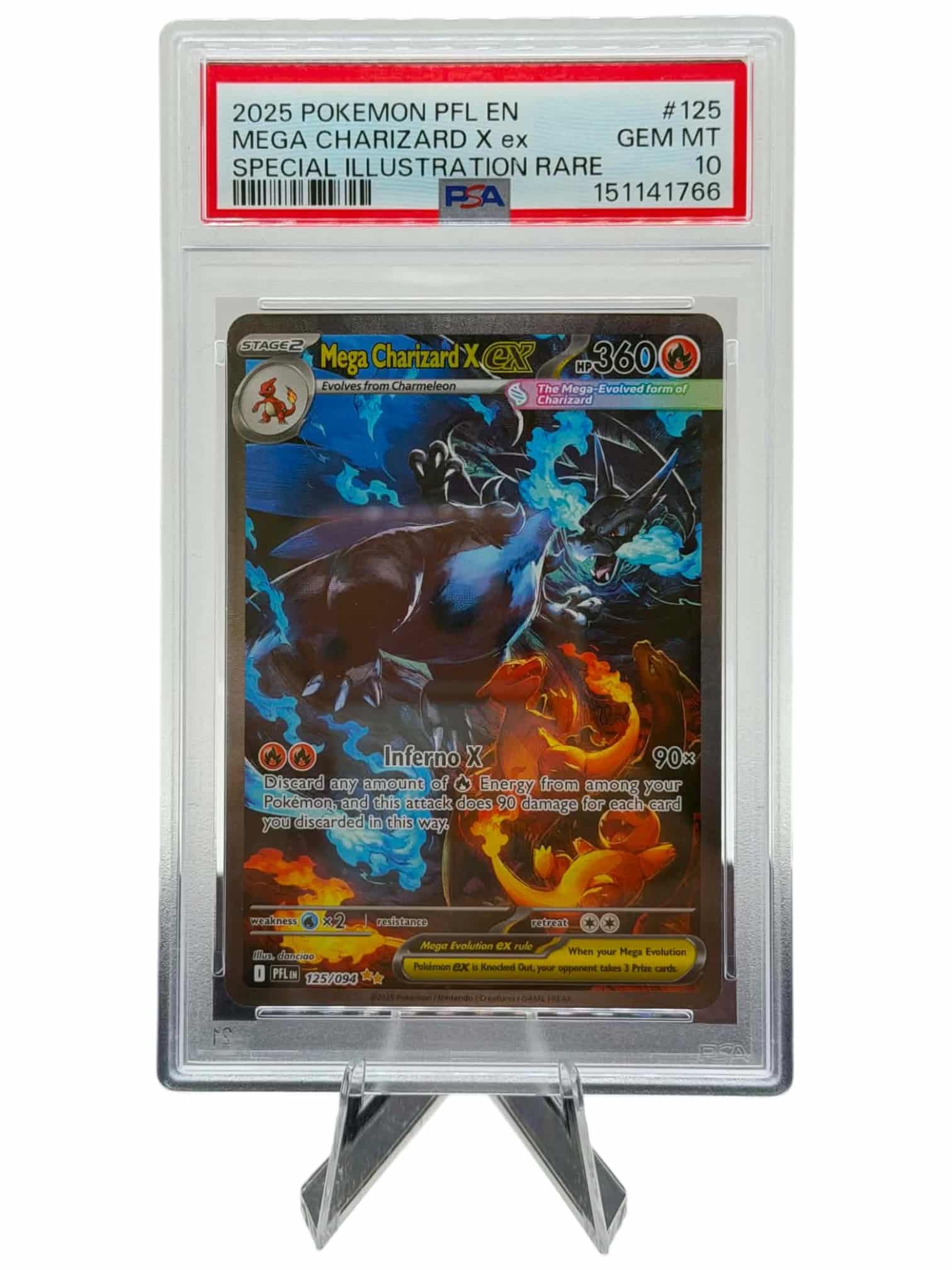 Pokemon TCG, 2025 Pokemon, Mega Evolution, Phantasmal Flames, Special Illustration Rare, Mega Charizard X Ex #125, PSA 10