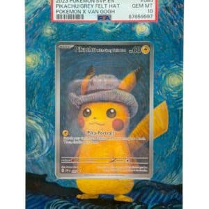Pokemon TCG, 2023 Pokemon, Scarlet and Violet, Black Star Promo, Pokemon X Van Gogh, Pikachu With Grey Felt Hat, #085 PSA 10