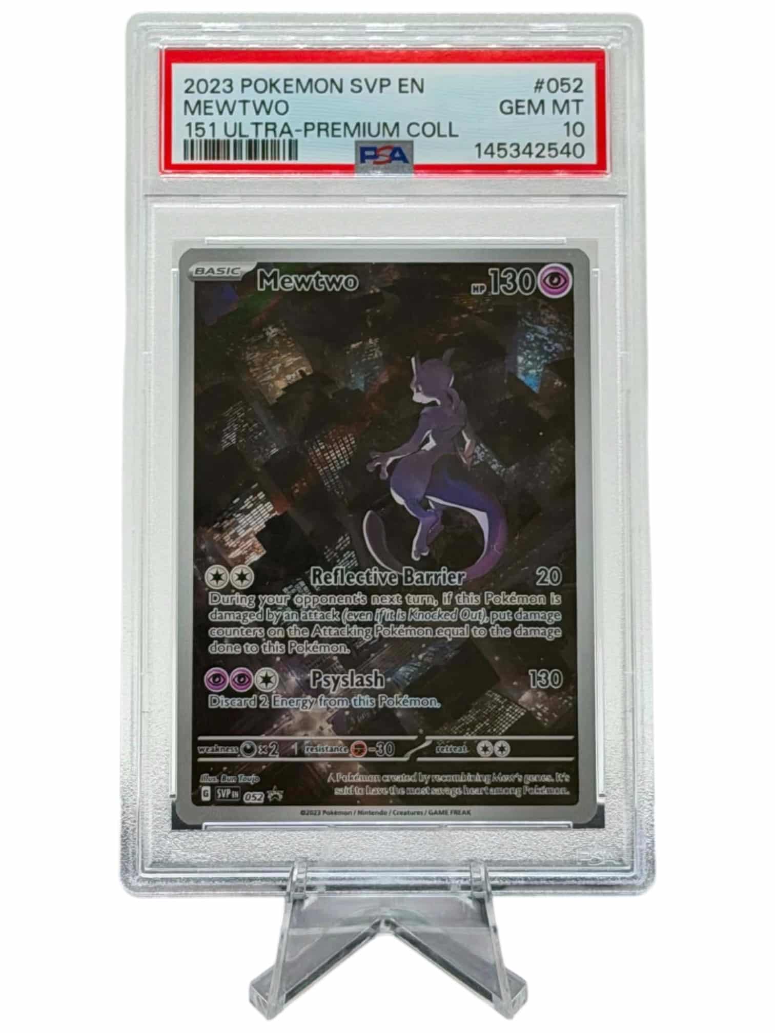 Pokemon TCG, 2023 Pokemon, Scarlet and Violet, Black Star Promo, 151 Ultra Premium Collection, Mewtwo #052, PSA 10