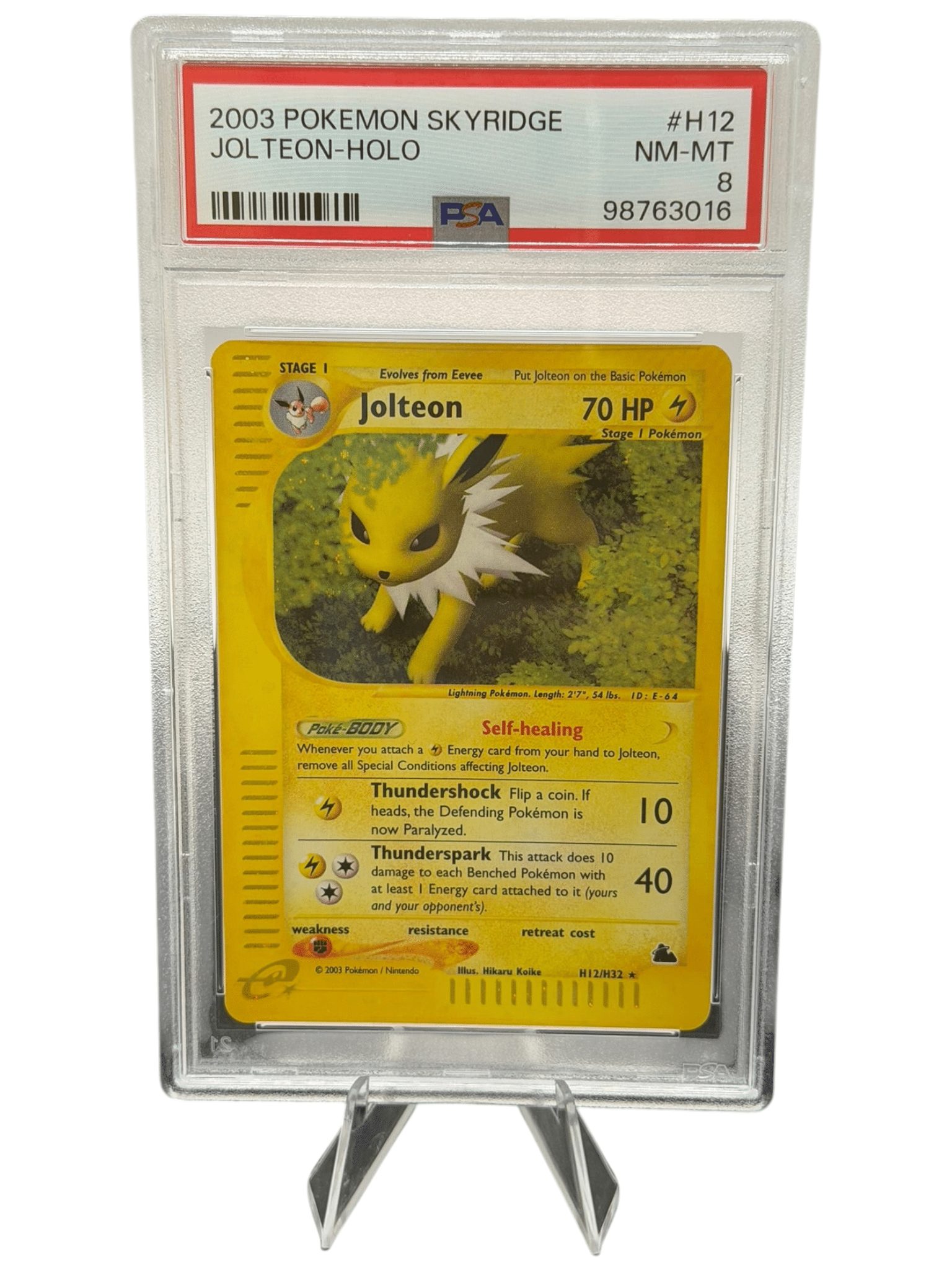 Pokemon TCG, 2003 Pokemon, Skyridge, Holo, Jolteon #H12, PSA 8, POP 132