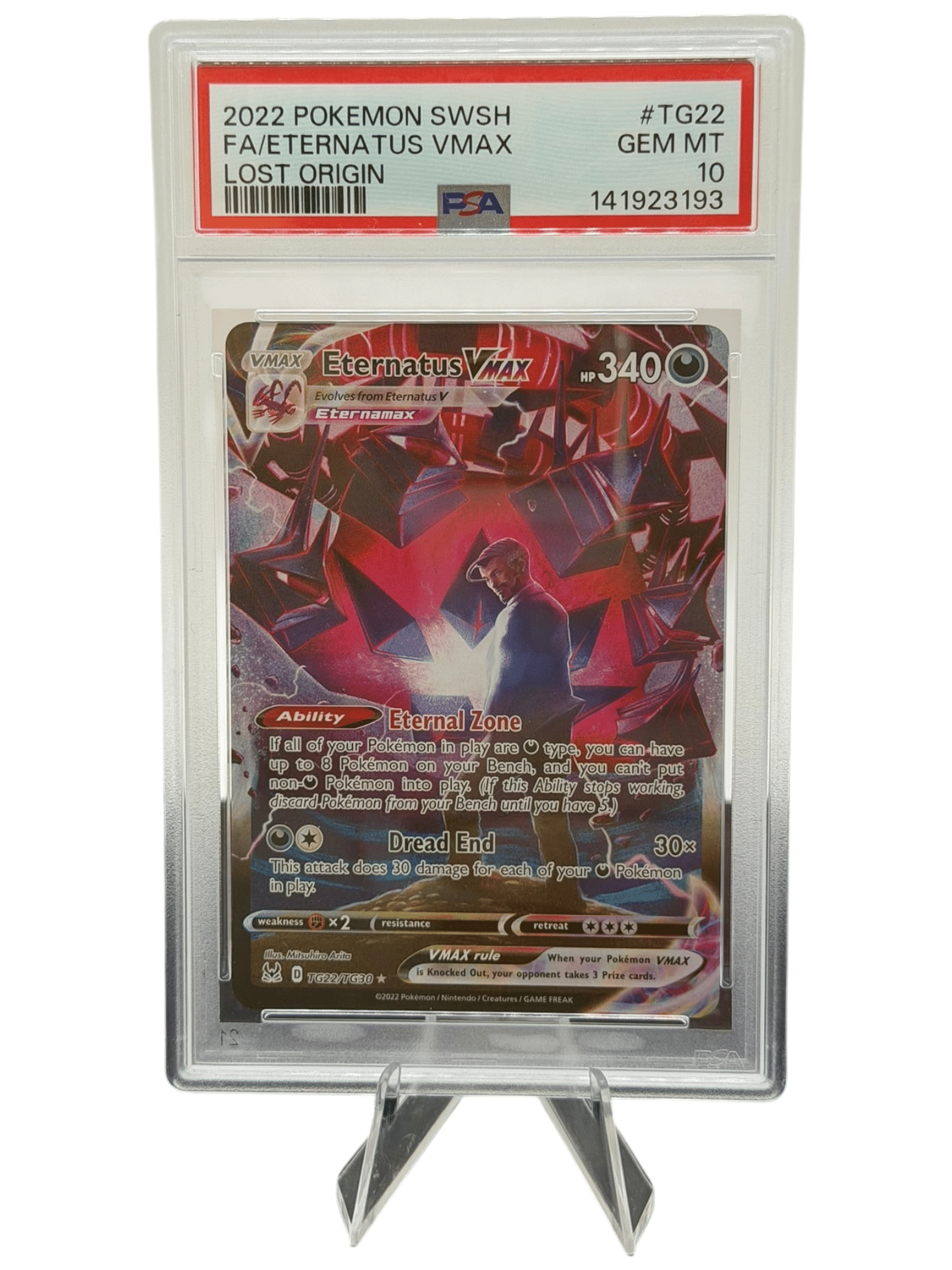 Pokemon TCG, 2022 Pokemon, Sword And Shield, Lost Origin, Trainer Gallery, Eternatus VMAX #TG22, PSA 10, POP 822
