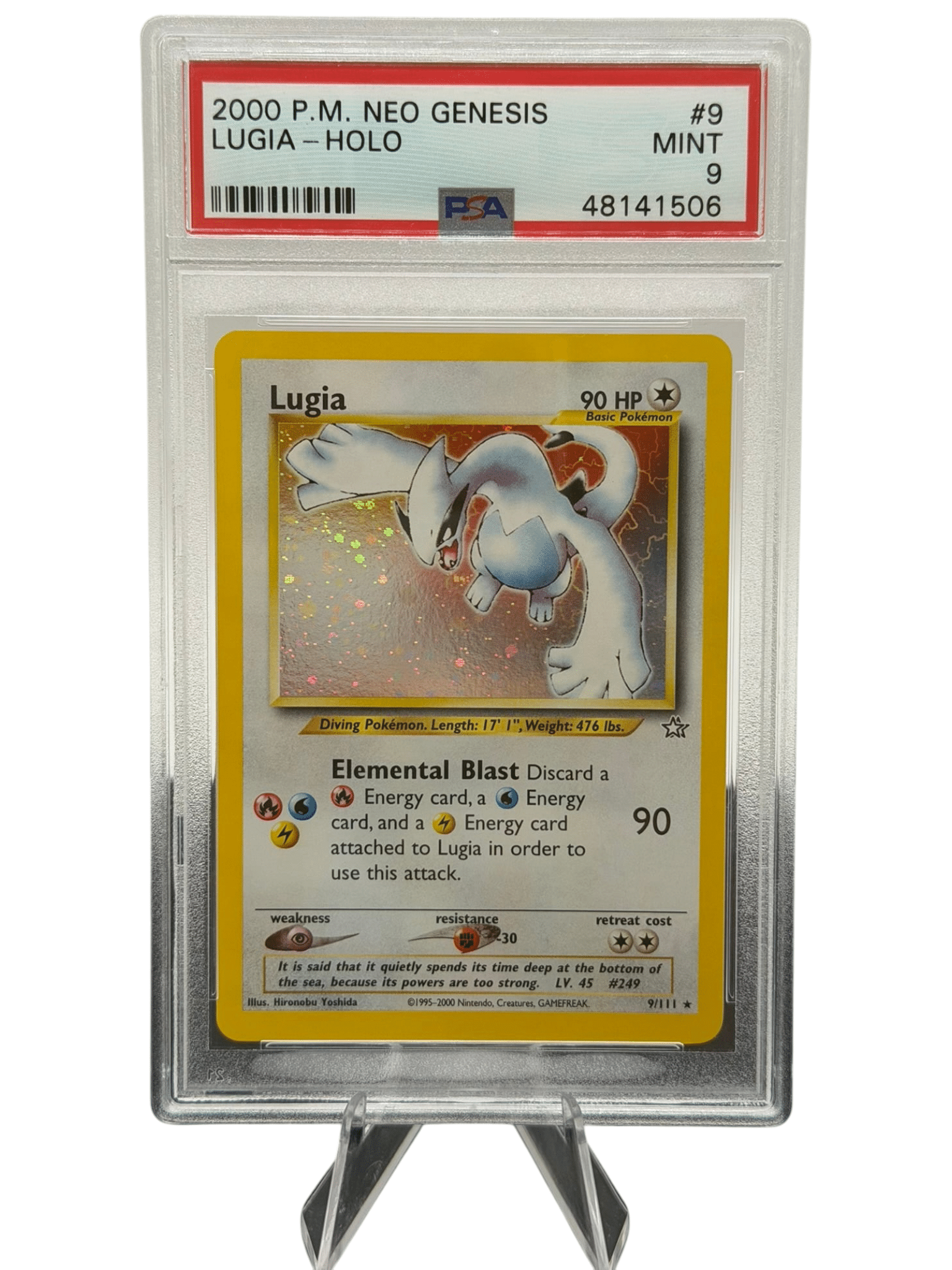 Pokemon TCG, 2000 Pokemon, Neo Genesis Holo, Lugia #9, PSA 9, POP 495