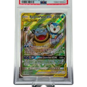 Pokemon TCG, 2019 Pokemon, Sun and Moon, Cosmic Eclipse, Blastoise/Piplup Gx #215, PSA 10