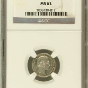 1900, 25 øre, Chr.IX, Sieg 1.2, Hede 15B, Kva. 0-01, Graderet MS 62 af NGC.