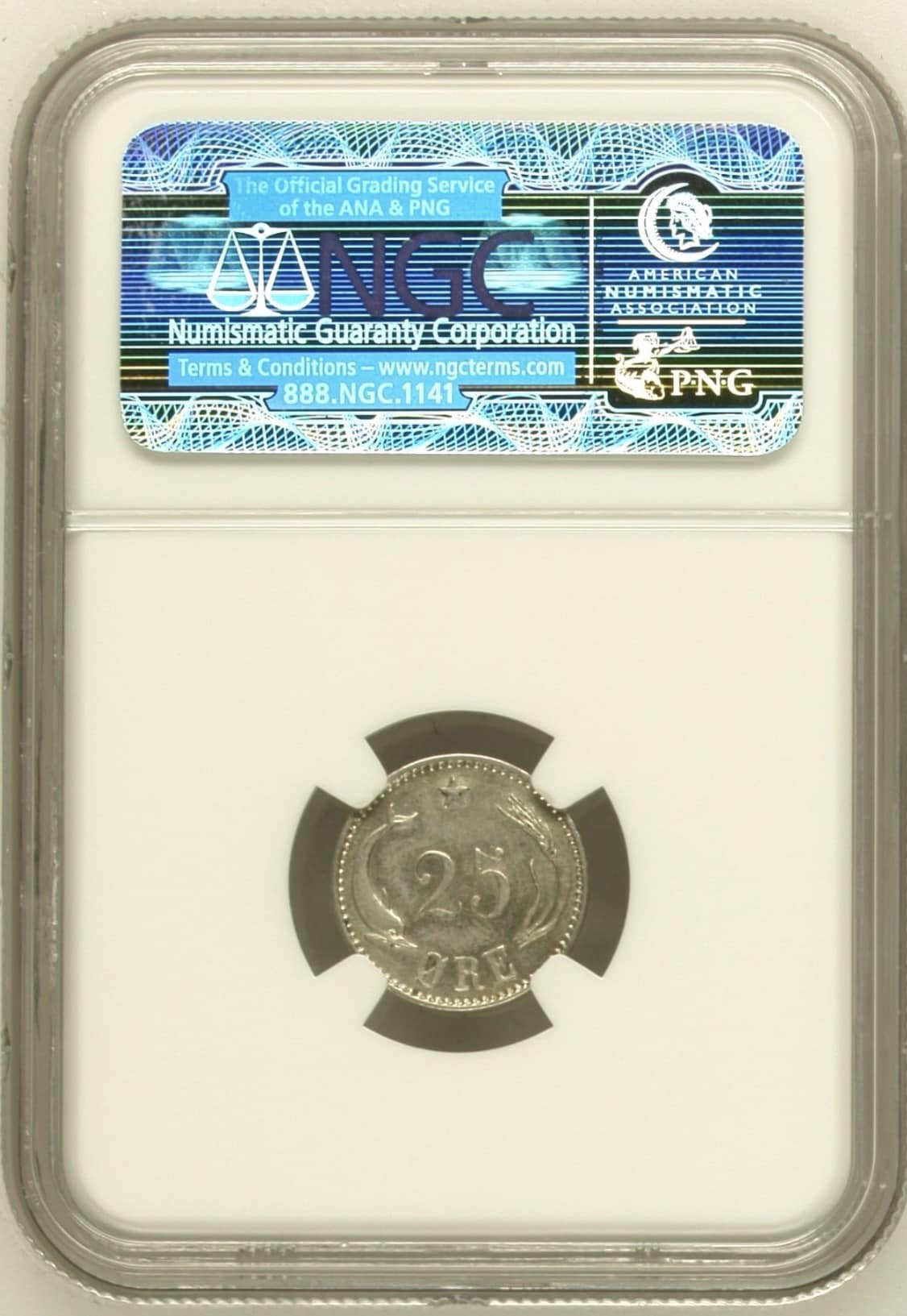1900, 25 øre, Chr.IX, Sieg 1.2, Hede 15B, Kva. 0-01, Graderet MS 62 af NGC. - Image 2