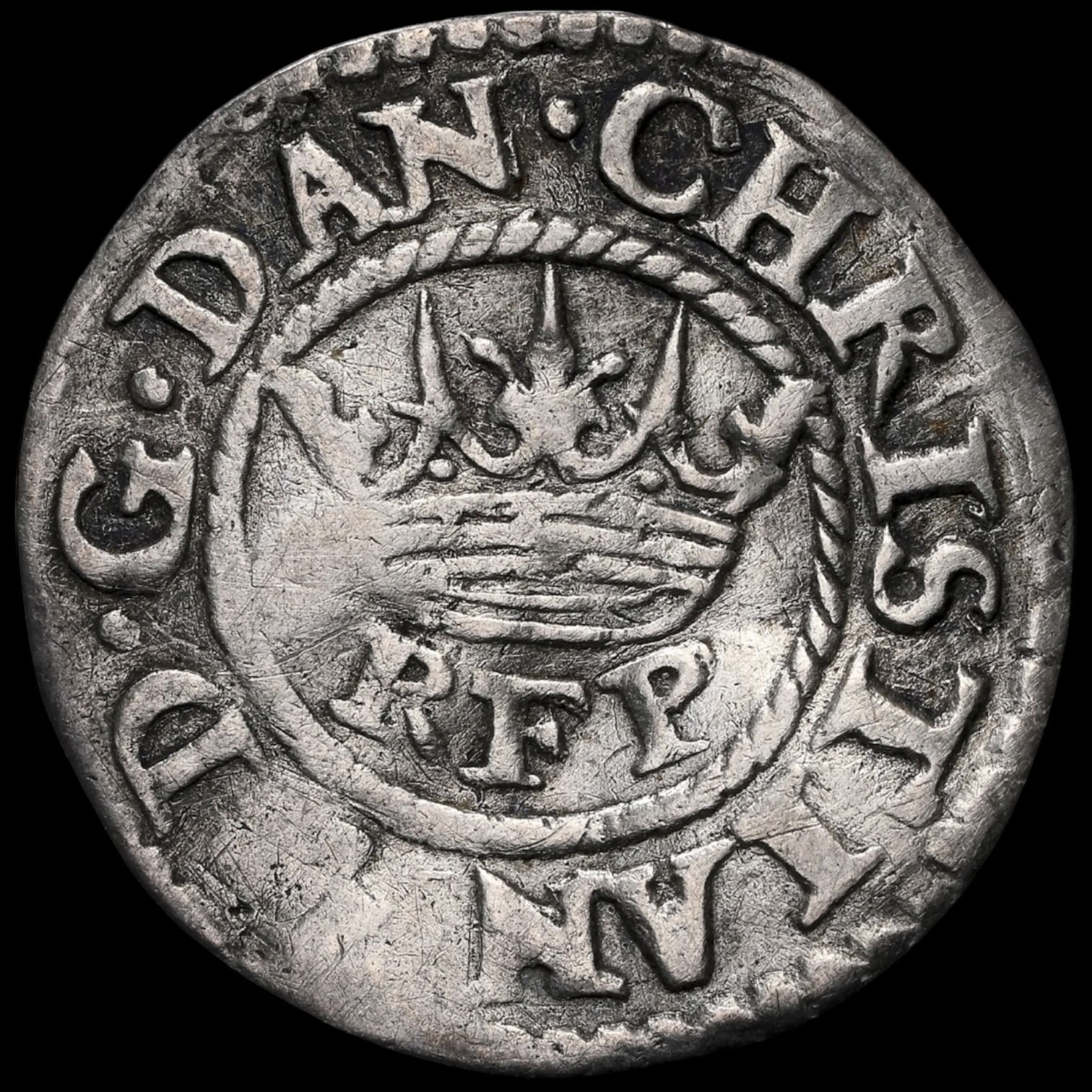 1619, 2 kroneskilling, Chr.IV, Sieg 32.1, Hede 112A, Schou 119, Bruun 5103, Kva. 1-1+, Graderet XF Details Bent af NGC, ex. L.E.Bruun “original samleretiket medfølger” - Image 4