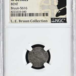 1632, 4 skilling, Chr.IV,Sieg 46.2, Hede 142, Schou 14, Bruun 5616, Kva. 1+, Graderet XF Details Bent af NGC, ex. L.E.Bruun “original samleretiket medfølger”