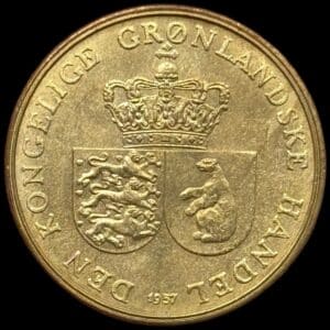 Grønland, 1 krone 1957, Den Kongelige Grønlandske Handel, Sieg 6, Hede 5, Kva. 0