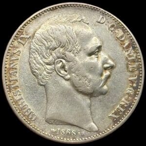 1868 RH, 2 rigsdaler, Chr.IX, Sieg 5.1, Hede 4A, Kva. 1+