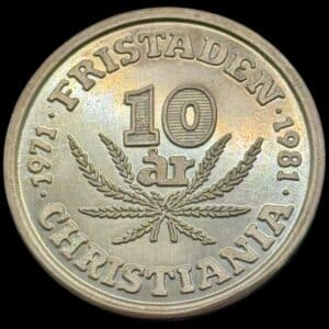 Christiania, 10 års Jubilæumsmedlaje 1981, Sølv, Nr. 44, Kva. 0, Meget sjælden