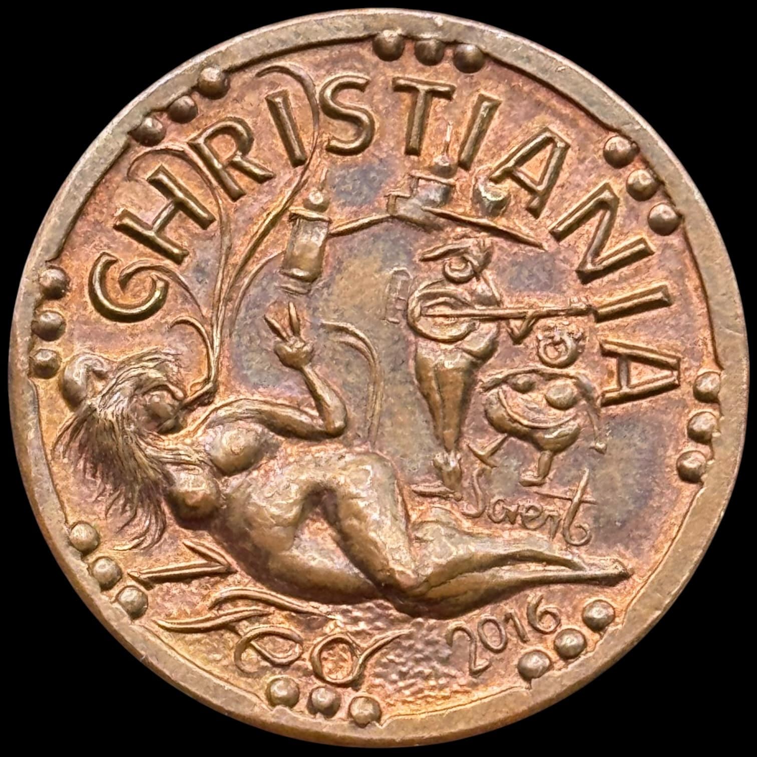 Christiania, Fed 2016, Kobber, med emalje, præget i 50 stk, Kva. 0-01 - Image 2