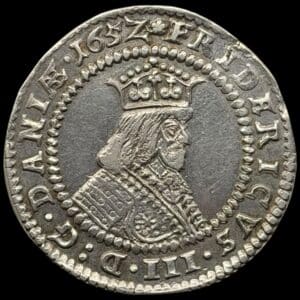 1652, 4 mark / krone, Fre.III, Sieg 42.2, Hede 84A, Kva. 1+ let renset