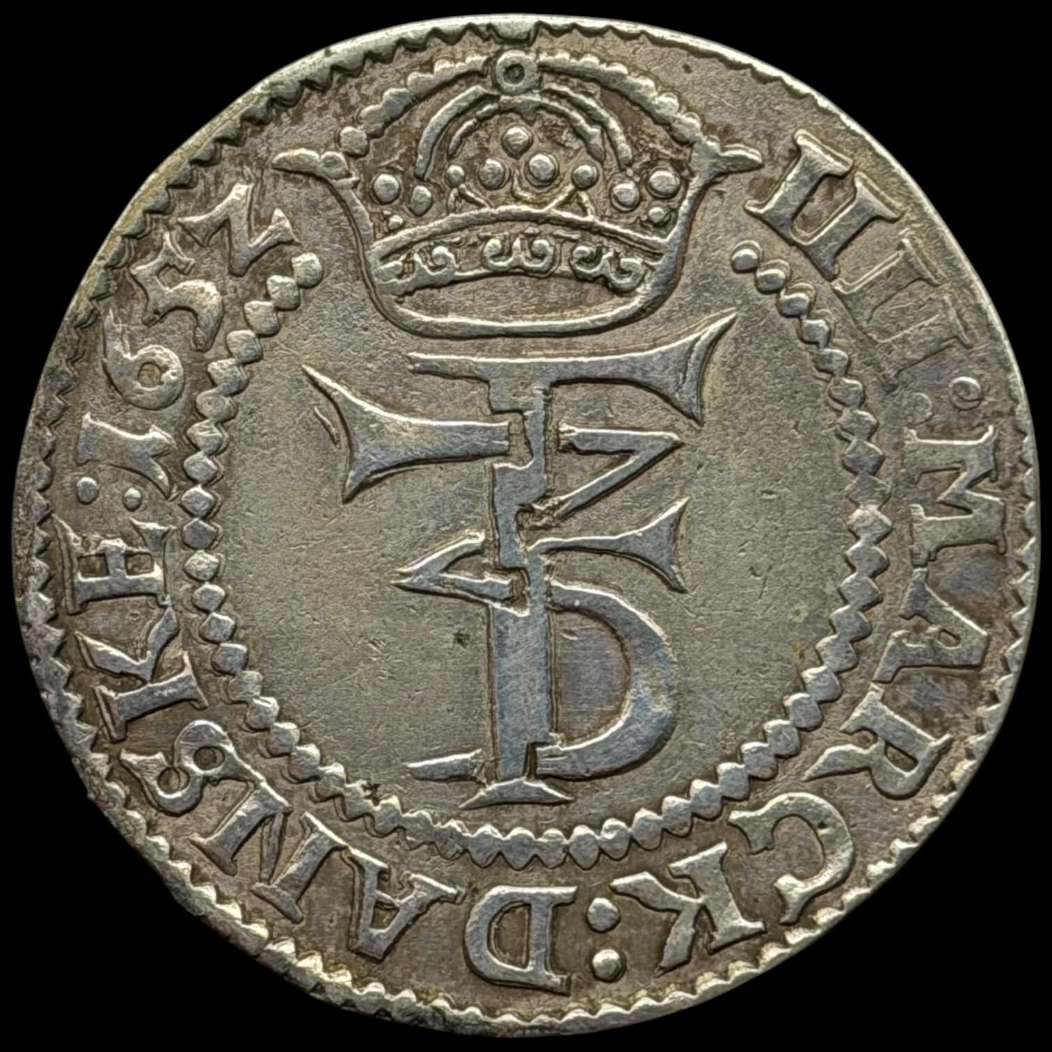 1652, 4 mark / krone, Fre.III, Sieg 44.2, Hede 87B, Kva. 1+ let renset