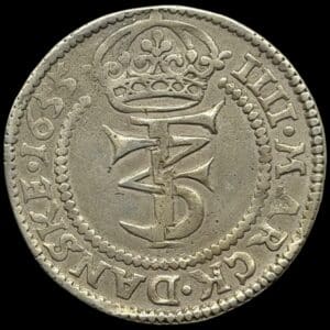 1655, 4 mark / krone, Fre.III, Sieg 49.2, Hede 95B, Kva. 1+-1