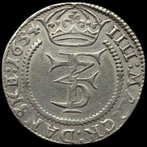 1654, 4 mark / krone, Sieg 49.1, Hede 95A, Aag. 45.4, Kva. 1+ "svage monteringspor" ex. BR 2541/5093