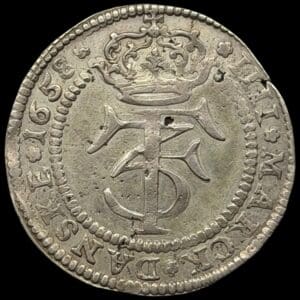 1658, 4 mark / krone, Sieg 49.1, Hede 95A, Kva. 1+-1