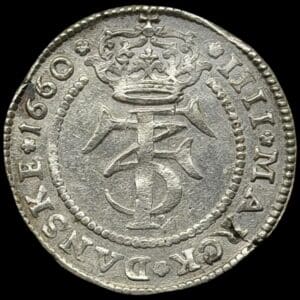 1660, 4 mark / krone, Fre.III, Sieg 49.1, Hede 95A, Kva. 1+-01 let renset