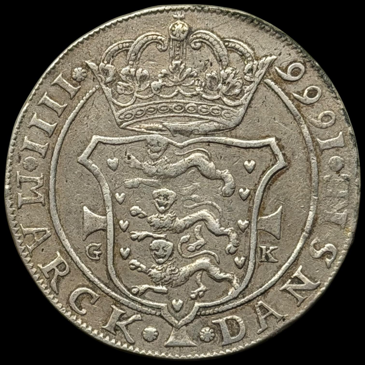 1666, 4 mark / krone, Fre.III, Sieg 59.1, Hede 113A, Aag. 105.1, Kva. 1-1+