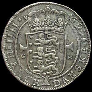1669, 4 mark / krone, Fre.III, Sieg 59.1, Hede 113A, Aag. 117.7 (69-GK3/69-GK7), Kva. 1+-1