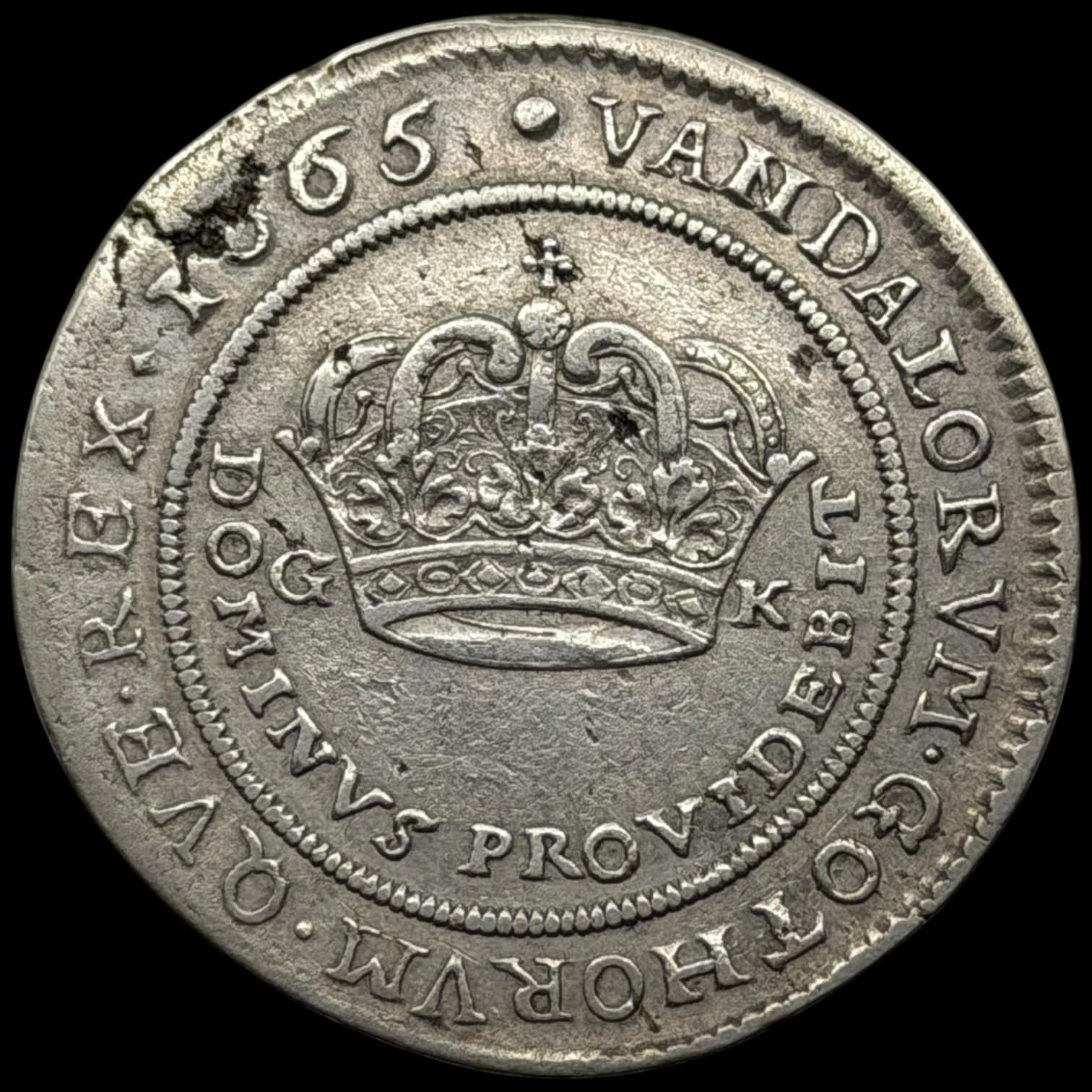 1665, 2 mark, Fre.III, Sieg 36.2, Hede 107A, Aag. 149.2, Kva. 1+-1 Blanketfejl, ex. BR 901/1118 2021