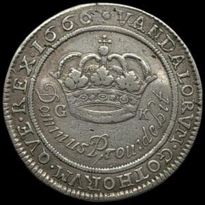 2 mark, 1666, Fre.III, Sieg 36.1, Hede 107A, Kva. 1+