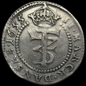 1655, 2 mark, Fre.III, Sieg 32.2, Hede 97B, Kva. 1+ ridser