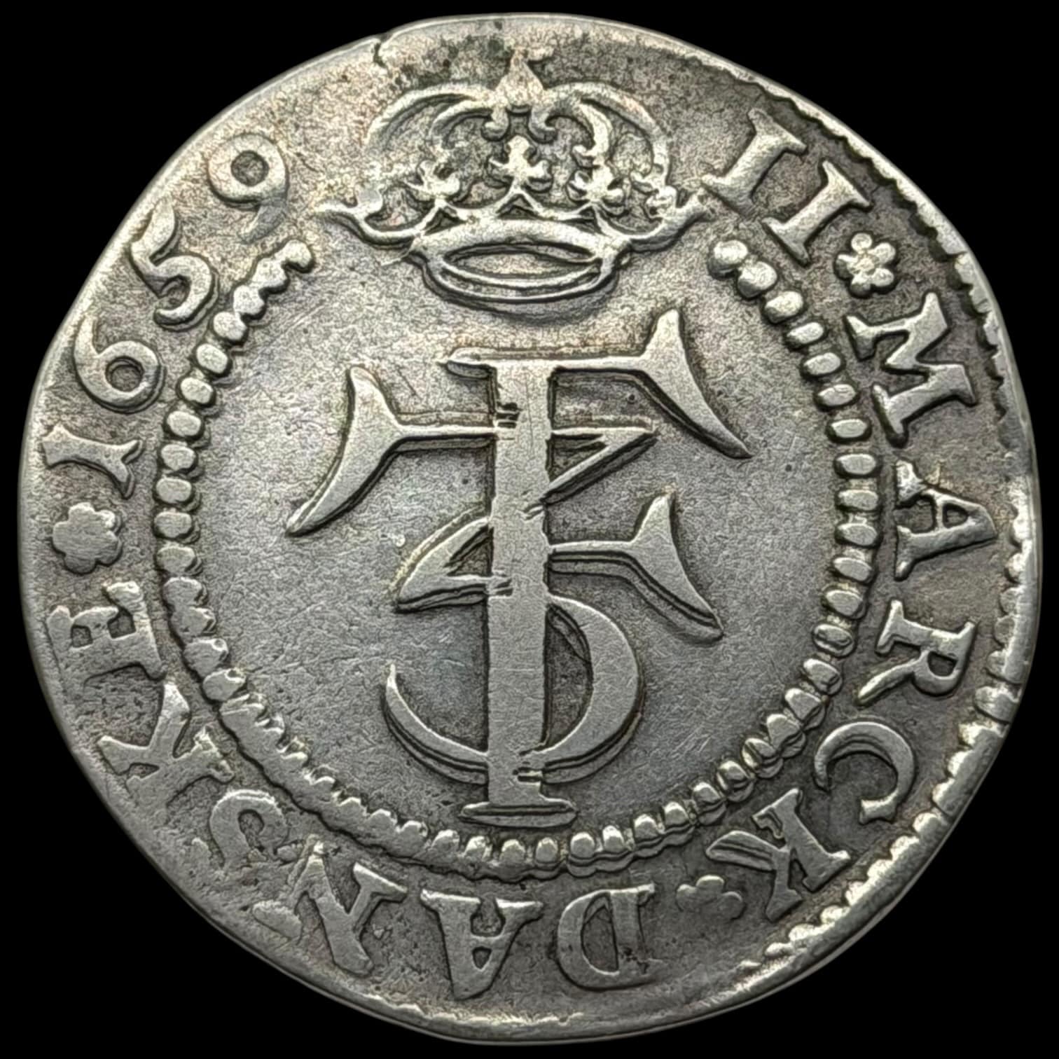 1659, 2 mark, Fre.III, Sieg 33.2, Hede 94, Kva. 1+-1