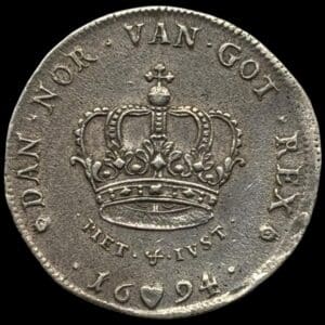 1694, Krone, Chr.V, Sieg 51.1, Hede 99A, Kva. 1+ renset