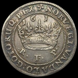 1618, 1 krone, Chr.IV, Sieg 84.1, Hede 106A, Kva. 1+-1