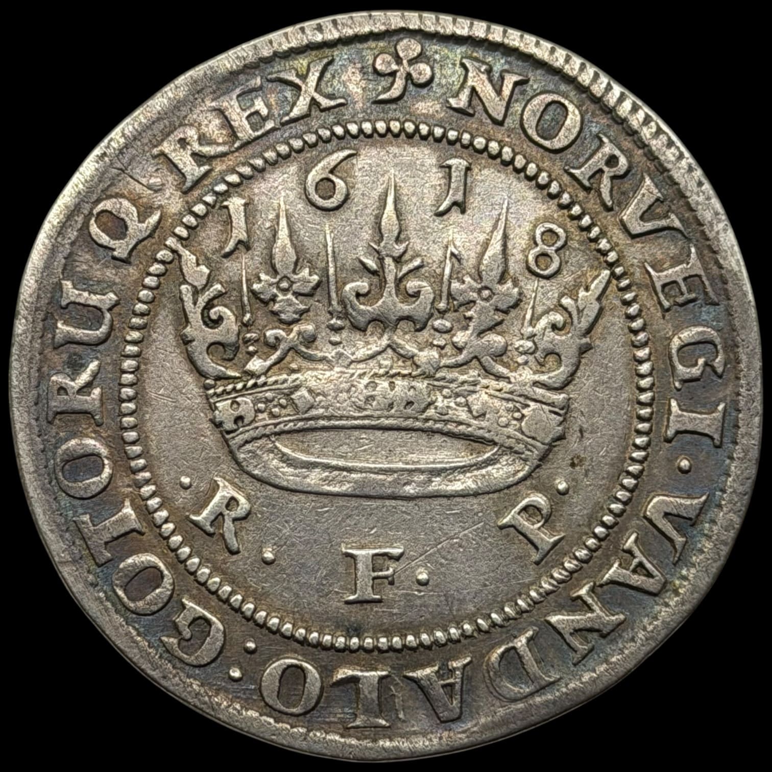 1618, 1 krone, Chr.IV, Sieg 84.1, Hede 106A, Kva. 1+-1