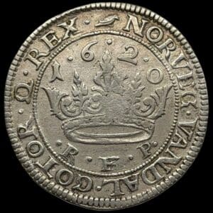 1620, 1 krone, Chr.IV, Sieg 84.11, Hede 106C, Kva. 1+