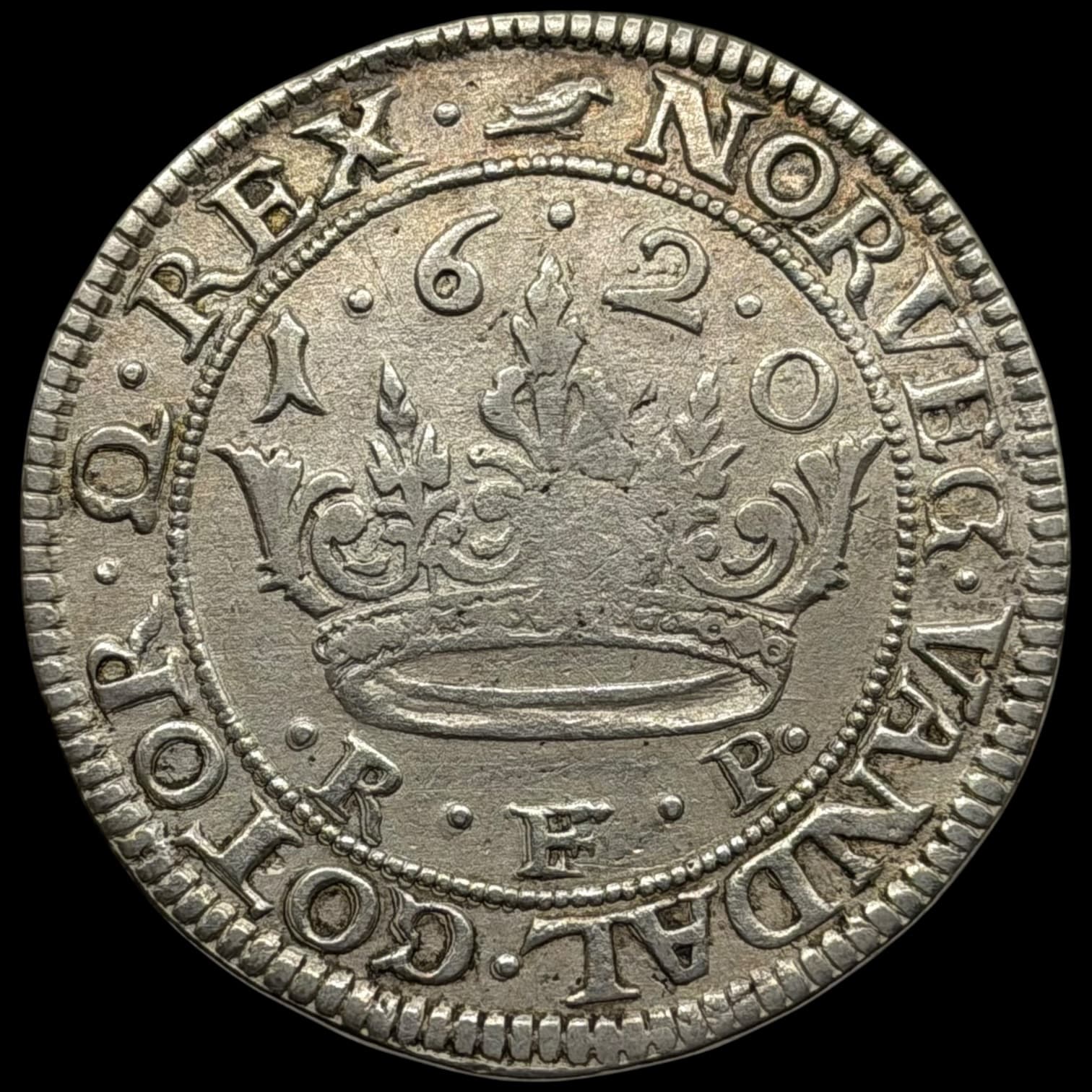 1620, 1 krone, Chr.IV, Sieg 84.11, Hede 106C, Kva. 1+