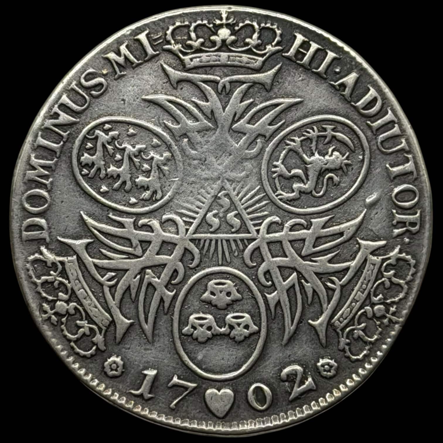 1702, krone, Fre.IV, Sieg 17, Hede 36, Kva. 1+-1 renset