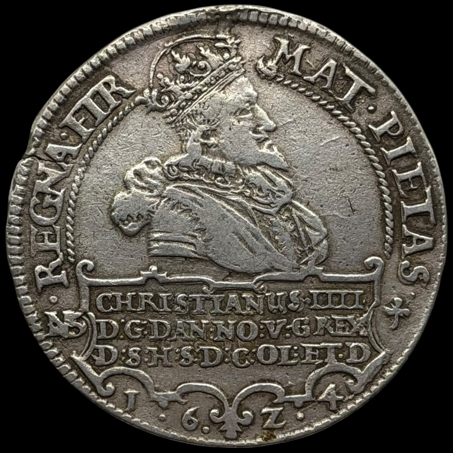 1624, 1 speciedaler, Chr.IV, Sieg 107.1, Hede 55A, Kva. 1+ svage monteringspor på rand