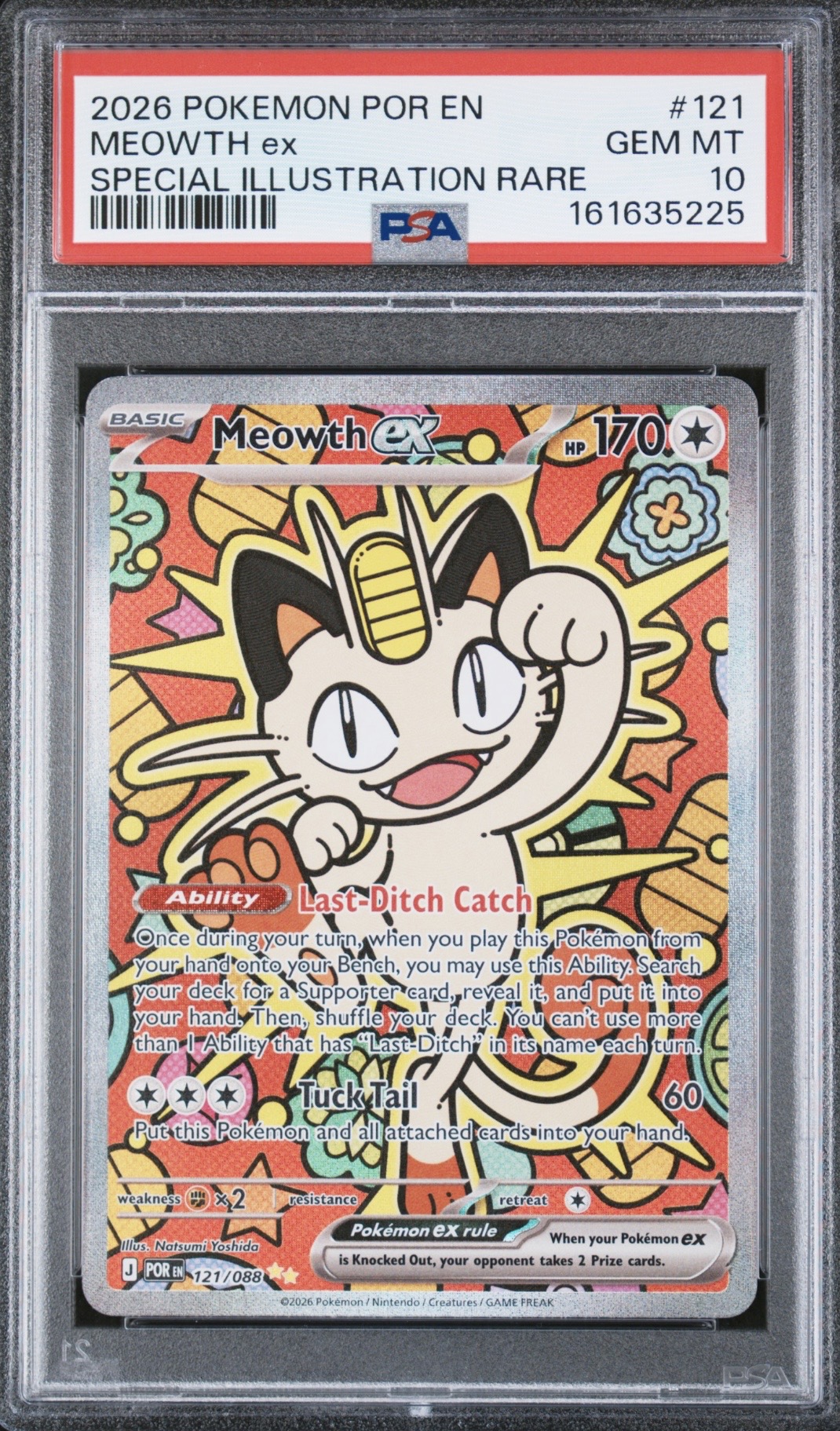 Pokemon TCG, 2026 Pokemon Perfect Order Special Illustration Rare Meowth Ex #121 PSA 10
