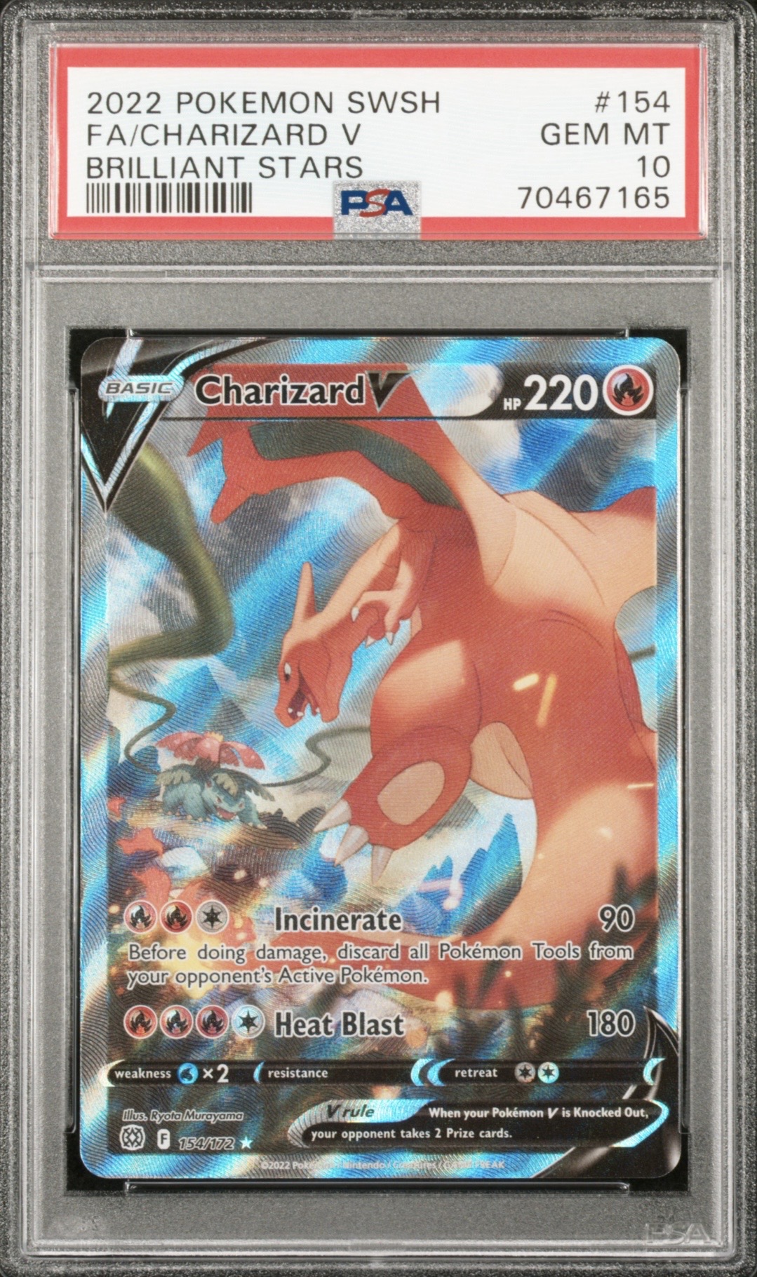 Pokemon TCG, 2022 Pokemon Sword and Shield Brilliant Stars Charizard V #154 PSA 10
