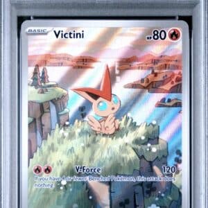 Pokemon TCG, 2025 Pokemon Scarlet and Violet Black Star Promo Unova Victini Illustration Collection Victini #208 PSA 10
