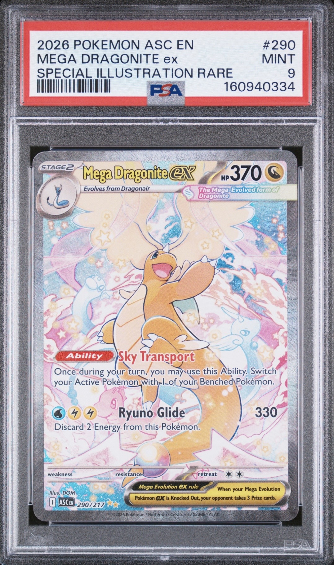 Pokemon TCG, 2026 Pokemon, Ascended Heroes, Special Illustration Rare, Mega Dragonite Ex #290, PSA 9