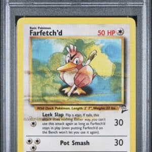 Pokemon TCG, 2000 Pokemon, Base Set 2, Farfetch'D #40, PSA 9 PD "Print Defect" Error card.