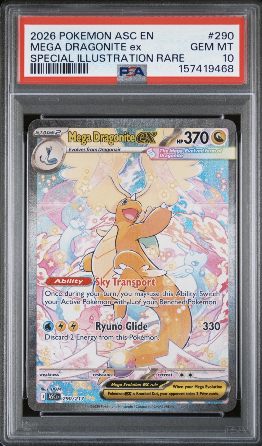 Pokemon TCG, 2026 Pokemon, Ascended Heroes, Special Illustration Rare, Mega Dragonite Ex #290, PSA 10