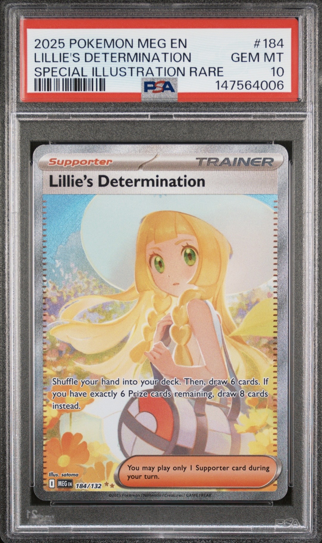 Pokemon TCG, 2025 Pokemon, Mega Evolution, Special Illustration Rare, Lillie's Determination #184, PSA 10